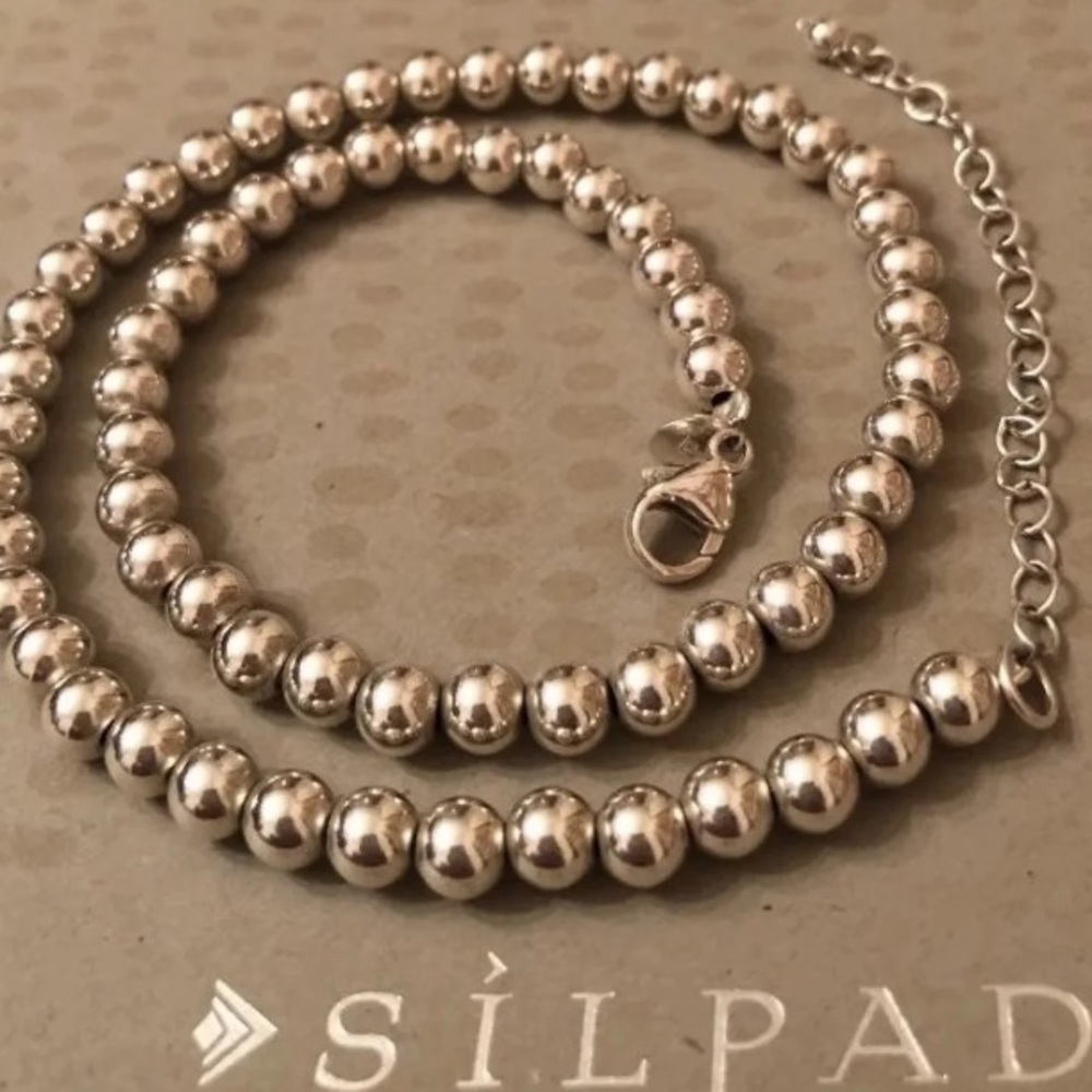 Rare Vintage Silpada Sterling Silver 6mm Bead Ball Necklace N1100